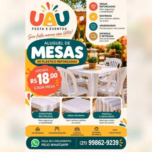 Aluguel de Mesas e Cadeiras para Festas e Eventos