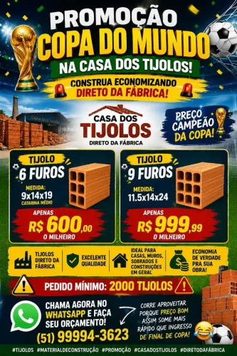 Tijolos direto da fábrica 