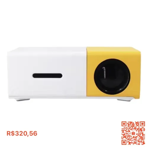 AMARELO/BRANCO - Mini Projetor Portátil Led 1080p com saida HDMI - 600 Lumens