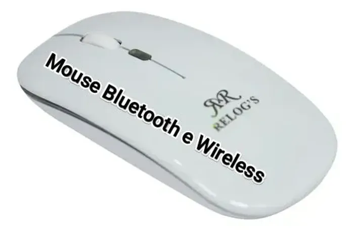 Mouse Bluetooth + Wireless Novo Prata com Branco Novo Promoção