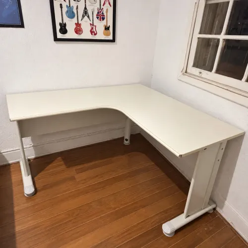 Mesa de Escritório em L Branca 1,40 x 1,40 m