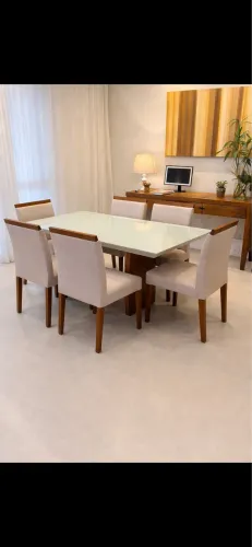 Conjunto 6 cadeiras estofadas Madeira Maciça