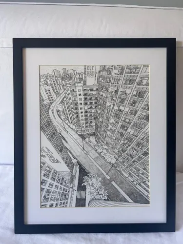 Quadro com imagem de SP com moldura e paspatur