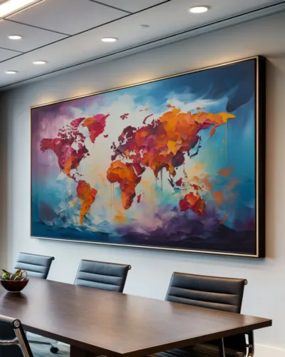 Quadro Decorativo Mapa Mundi 100x200 Canvas