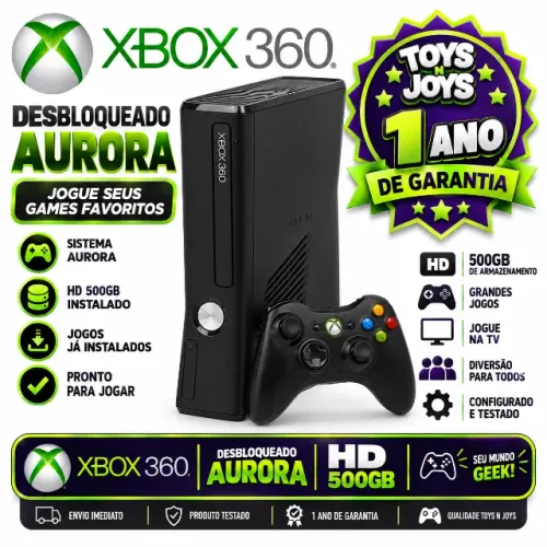 Microsoft XBOX 360 + HD 500GB Cheio de Jogos + Garantia