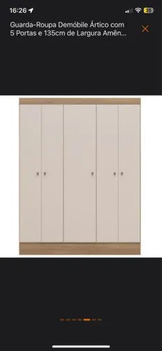 Vendo Guarda-Roupa Casal Demóbile Ártico 5 Portas de Bater MDP - 135cm de Largura