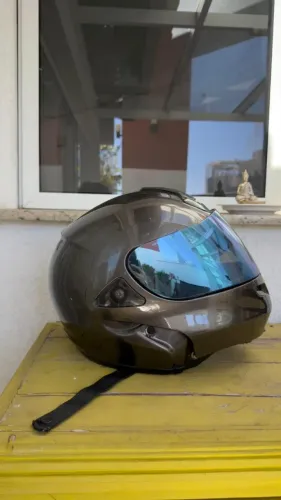 Capacete SHOEI Multitec Grafite - Viseira Azul Espelhada - Usado