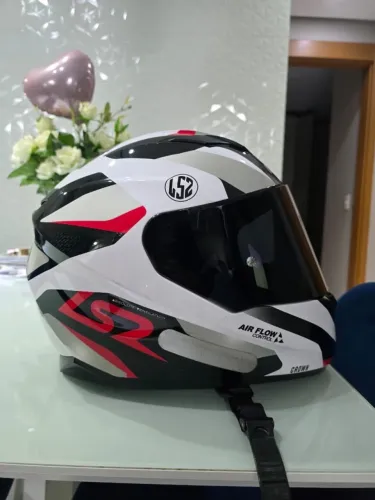 Capacete LS2 FF320 Stream Crown Branco, Vermelho e Preto