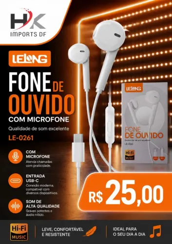 FONE TIPO C COM MICROFONE