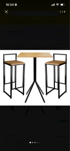 Kit 2 Banqueta Alta Quadrada Bistrô + Mesa Mel Bar Padaria
