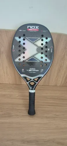 Raquete Beach Tennis Nox Ar10 Tempo Carbono 12k Cor Azul/preta/holográfica