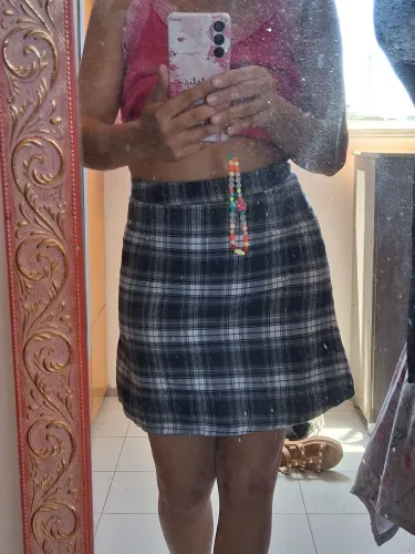 Saia lápis xadrez azul