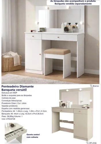 Penteadeira Diamante com banqueta