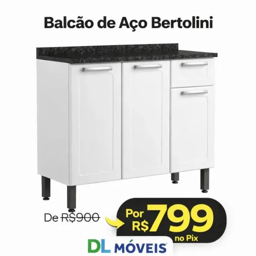 Balcão de Aço Branco Bertolini Promoção 