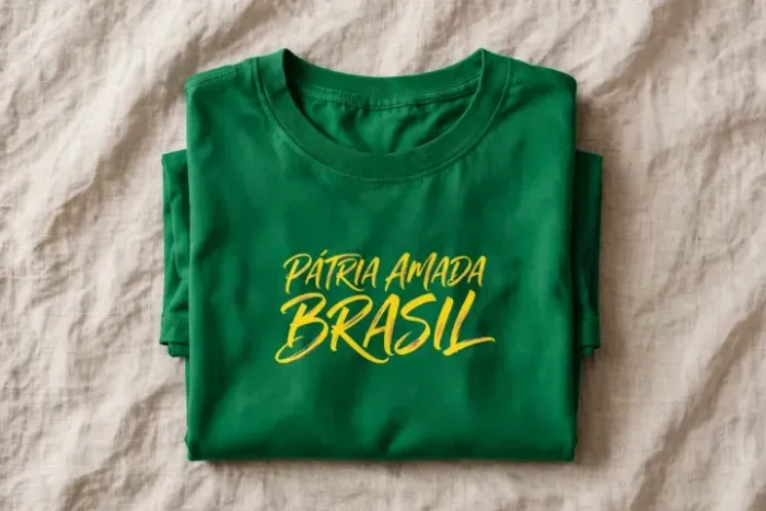 Camiseta Patria Amada Brasil Verde Amarela Unissex Estampada