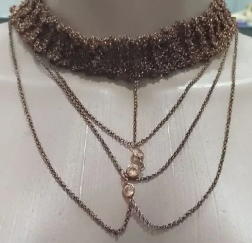 Colar vintage malha cor bronze
