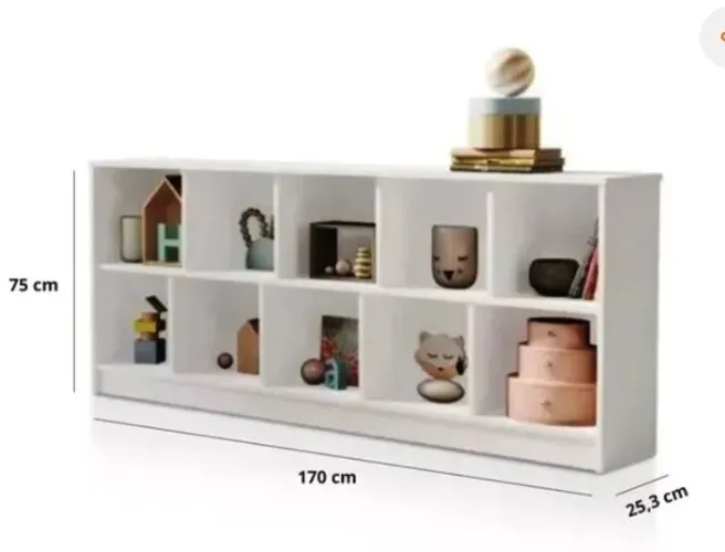 Estante Montessori Livreiro Duplo 10 Nichos em MDF Branco - Ótimo Estado