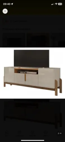 Rack Para Tv Até 60 Polegadas Lizz 4 Portas Off White/cedro Cor Bege