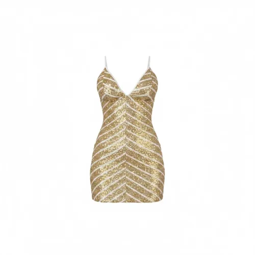 vestido de festa lantejoulas dourado
