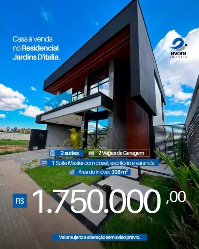 VENDE-SE LINDA CASA NO CONDOMÍNIO JARDINS D´ITALIA!