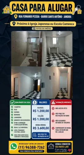 Casas com 3 quartos na Rua Fernando Pessoa próximo a igreja Japonesa e Escola Kameoka.