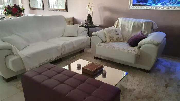 Sofá em couro Branco 3 m