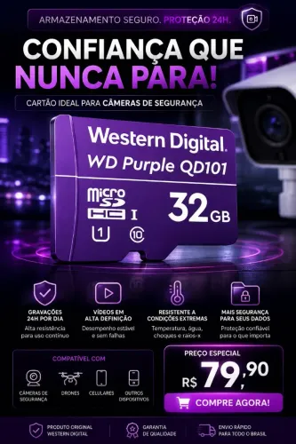CARTÃO DE MEMÓRIA PARA CÂMERAS DE SEGURANÇA