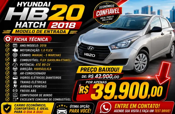 Hyundai HB20 Comf./c.plus/c.style 1.0 Flex 12V 2018