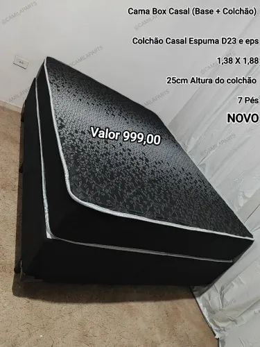 Cama Box Casal NOVO(Base + Colchão Espuma D23 e eps) ENTREGO
