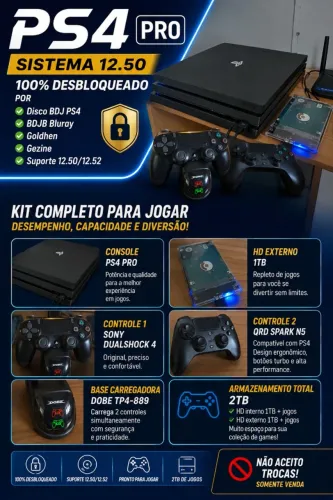 PS4 PRO - SISTEMA 12.50 Usado em ótimas condições