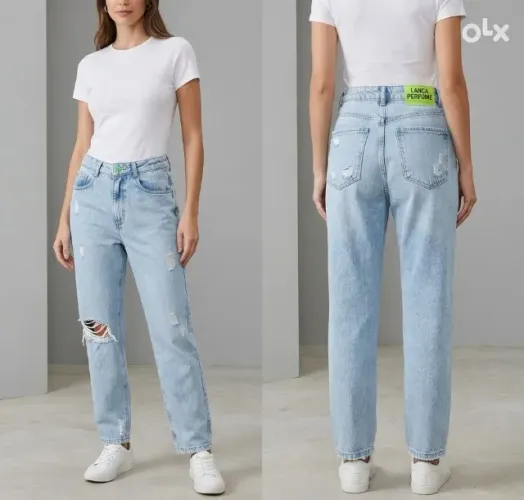 Calça Jeans Lança Perfume Feminina Tam 36 Destroyed 100% Algodão Seminova