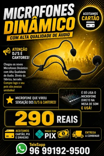Microfones De Cabeça Dinamico Com Alta Qualidade De Audio,