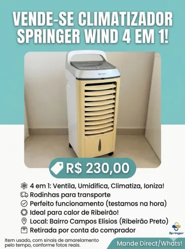 Climatizador de Ar Springer Wind 127v - Muito Conservado