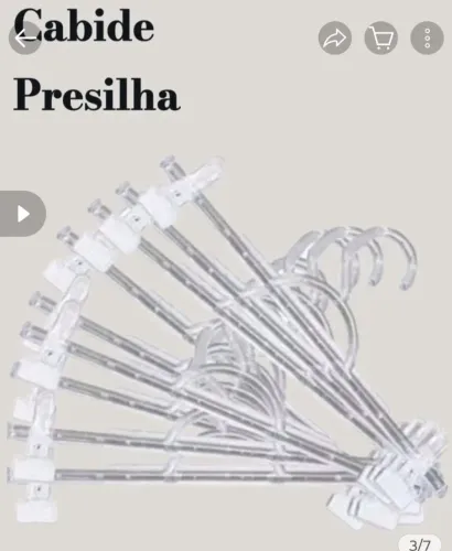 Cabide acrílico com presilhas 100unidades