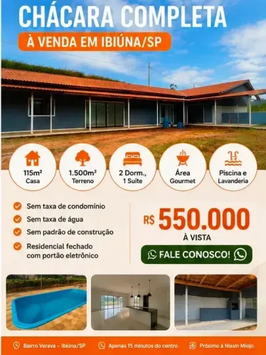 Viva com mais qualidade de vida em uma chácara completa em Ibiúna, com 1.500m² de terreno,