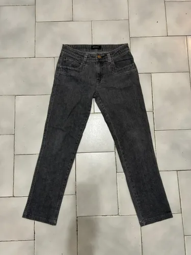 Calça Jeans Cinza Cintura Baixa Tamanho 42