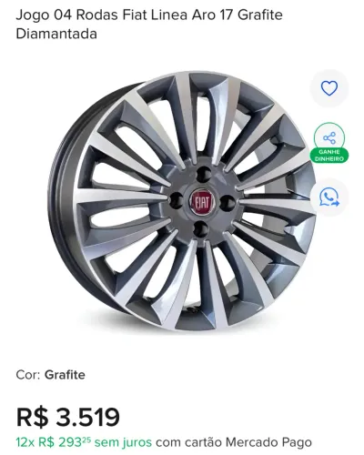 Aro 17 do Fiat linea com pneus.