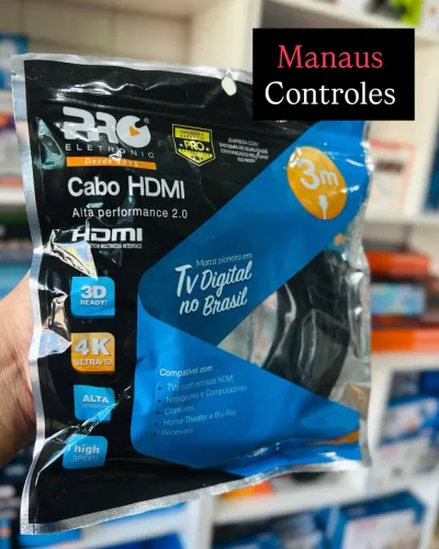 Cabo Hdmi 4K de 3 metros Pro Eletrônic