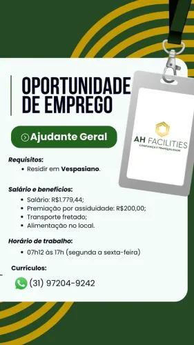 OPORTUNIDADE DE EMPREGO