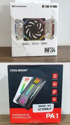 Kit completo Controladora Argb 3 Pinos 5v " 3 Fans Aigo infinity 34 Argb" ( Tudo Novo )