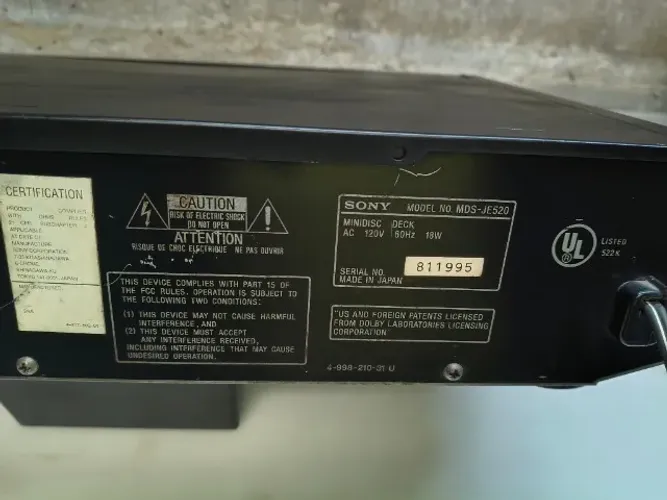 gravador de mini disc md sony mds-je520