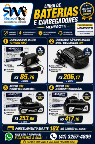 Carregador e Bateria Menegotti