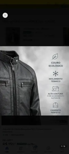 Jaqueta masculina de couro 
