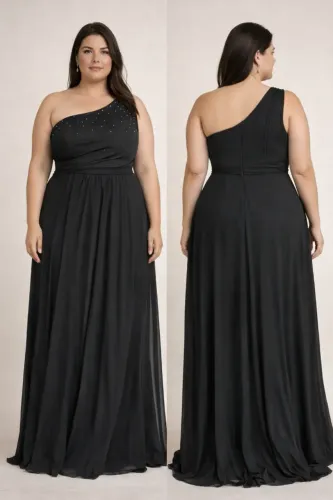 Vestido Longo Preto Marca: Gorgeous - Tam 50 - Um Ombro - Usado 1 vez