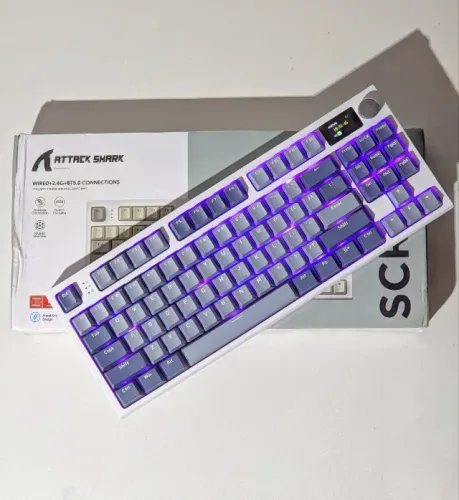 Teclado Mecanico Attack Shark K86 Sem Fio, Tela Personalizavel. Switch Blue Whale