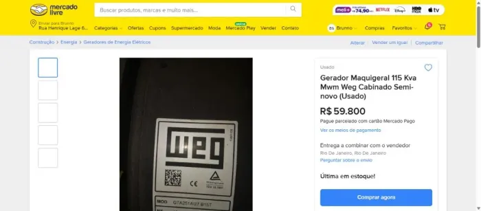 Gerador Maquigeral 115 Kva Mwm Weg Cabinado Seminovo