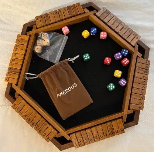 Jogo Shut The Box em Madeira - Até 6 Jogadores + 16 Dados (Importado)