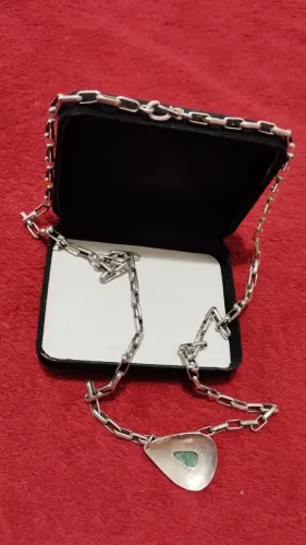 Corrente De Prata 925 com Lindo Pingente de Gota Verde!