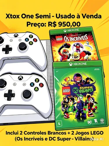 ? Console Xbox One S - Semi Novo, Completo (jogos opcionais) Preço: R$ 950,00 ? ?