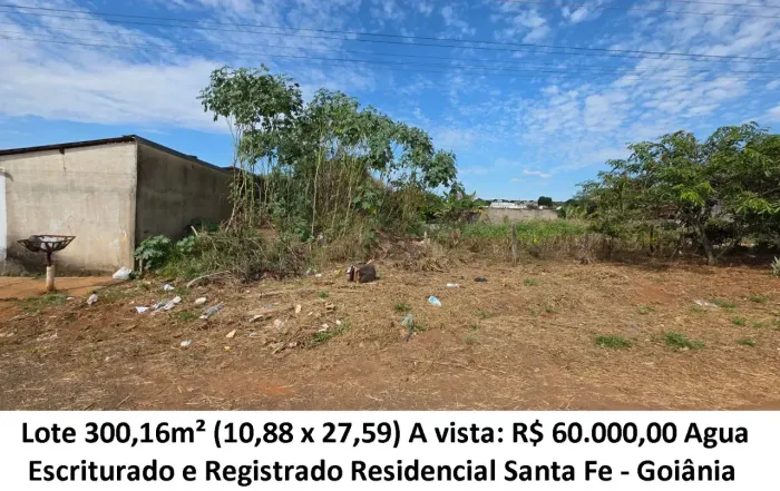 Leia a descrição: Lote 300,16m² (Agua) Residencial Santa Fe